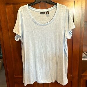 Tahari 1X pale blue short sleeve tunic length top